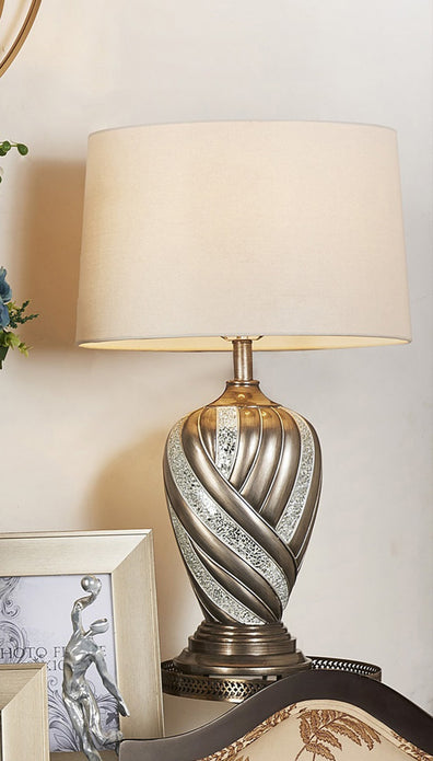 Primo Tall Silver Swirl Pattern Table Lamp