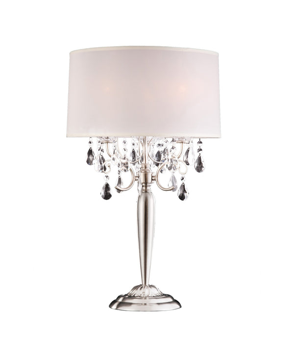 Glam Silver Scroll Chandelier Faux Crystal Table Lamp