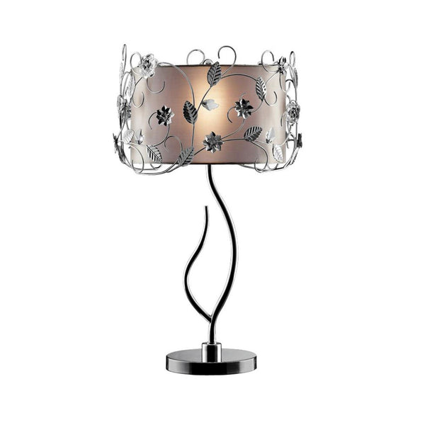 Silver Metal Table Lamp with Fabric Shade