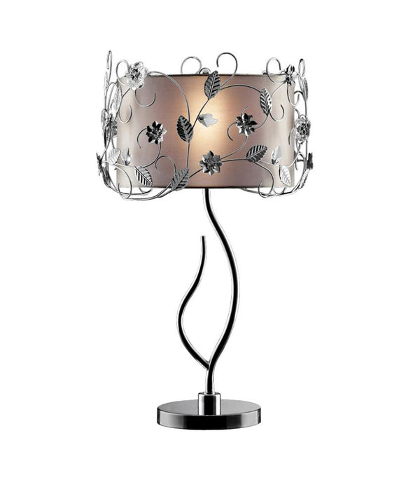 Silver Metal Table Lamp with Fabric Shade