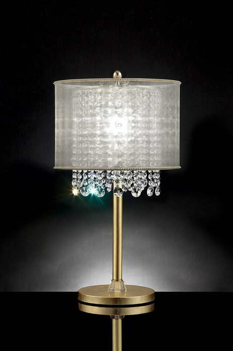 Primo Gold Finish Table Lamp with Crystal Accents and White Shade