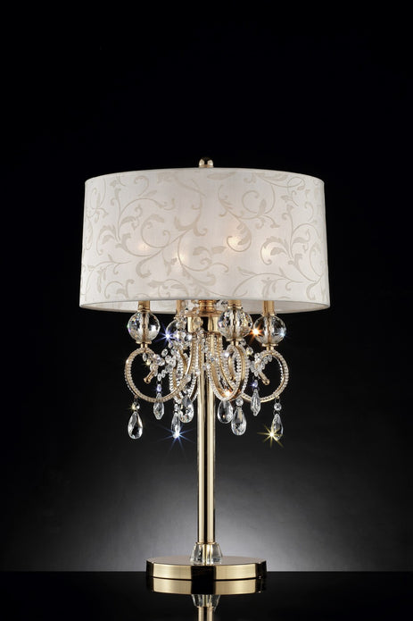 Stunning Brass Gold Finish Table Lamp with Crystal Accents