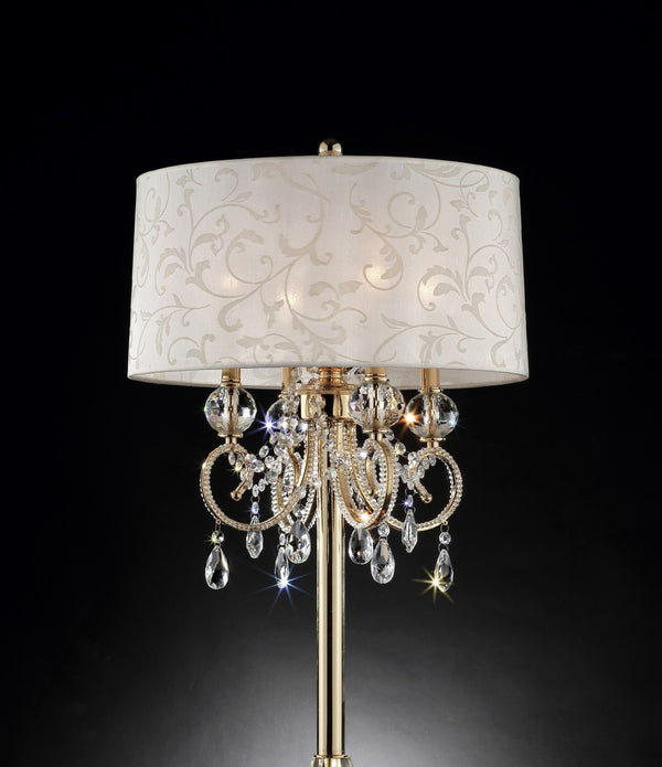 Stunning Brass Gold Finish Table Lamp with Crystal Accents