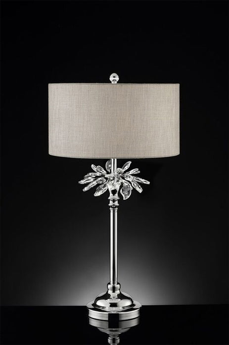 Silver Chrome Tall Table Lamp with Starburst Crystals