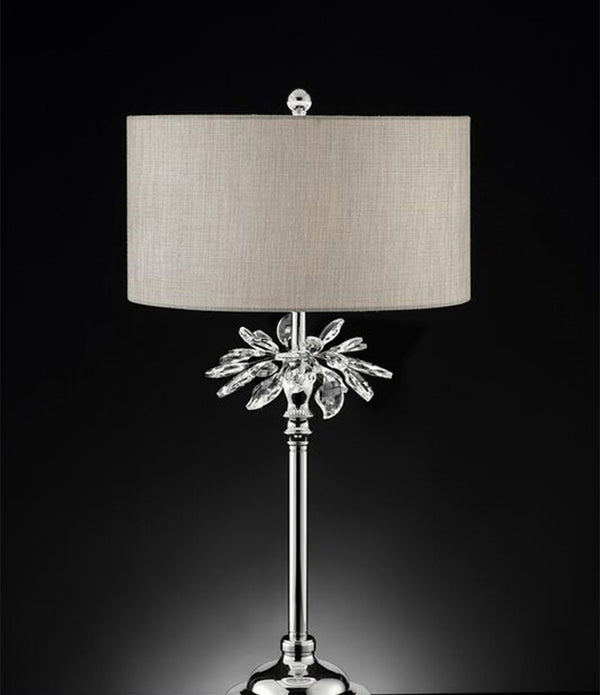 Silver Chrome Tall Table Lamp with Starburst Crystals