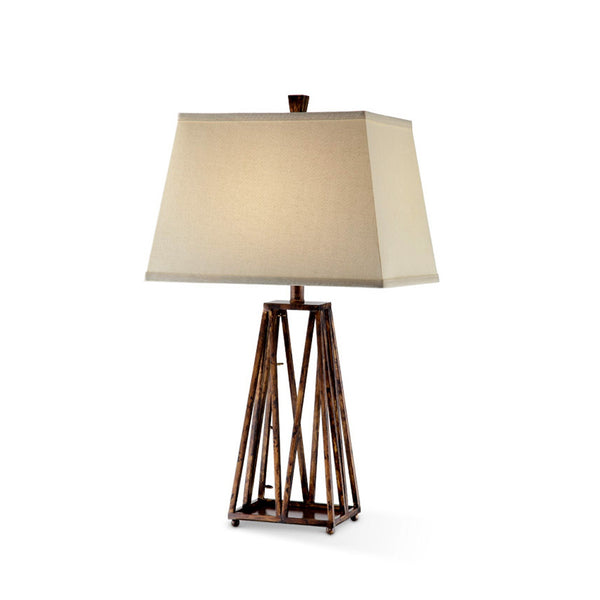 Minimalist Wooden Lamp with Cream Fabric Shade