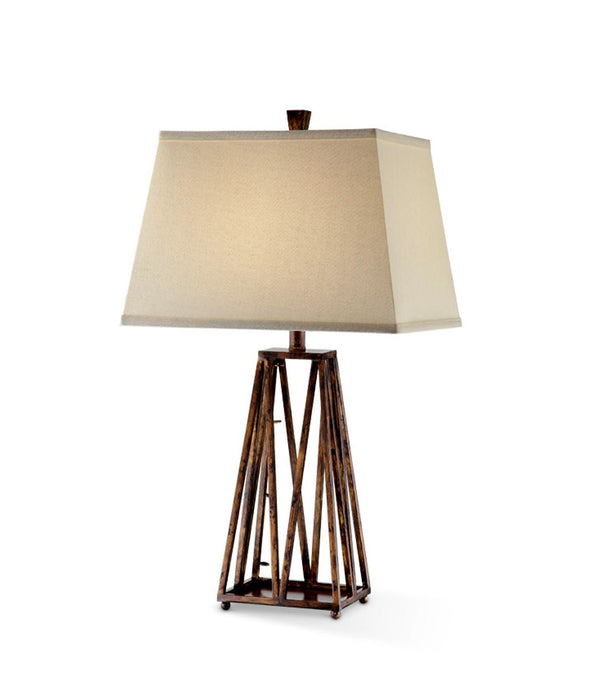 Minimalist Wooden Lamp with Cream Fabric Shade