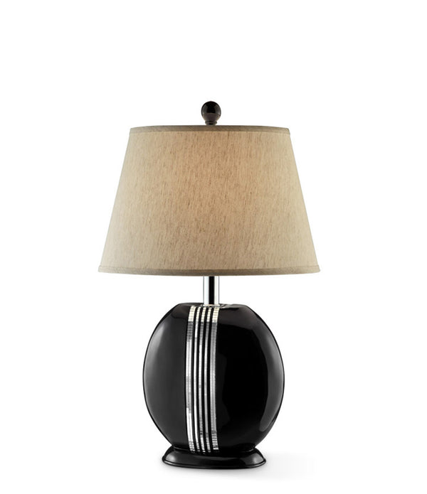 Black Polyresin Lamp with Beige Fabric Shade