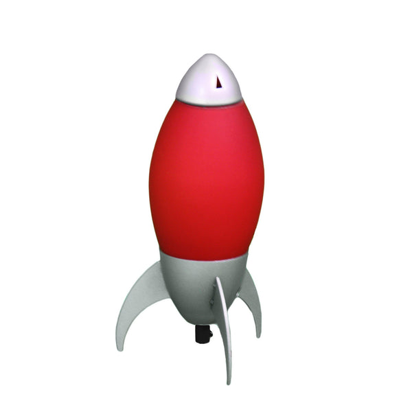 Red and Silver Rocket Shaped Table Lamp