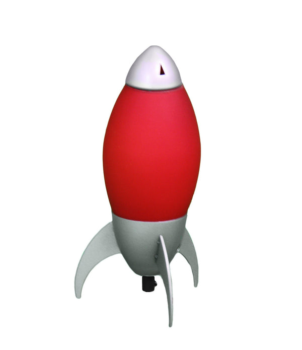 Red and Silver Rocket Shaped Table Lamp