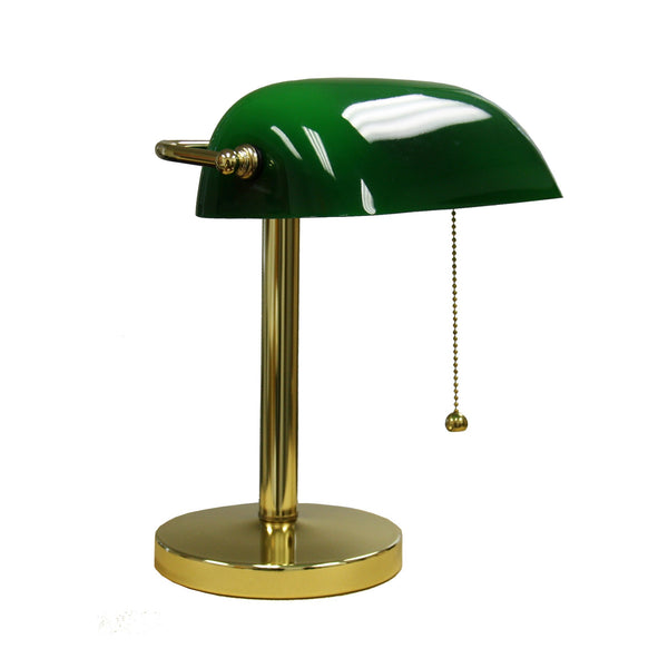 Gold and Green Hooded Table Lamp