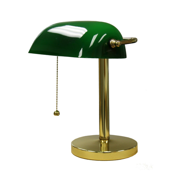 Gold and Green Hooded Table Lamp