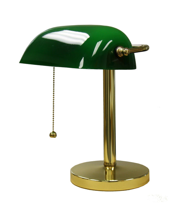 Gold and Green Hooded Table Lamp