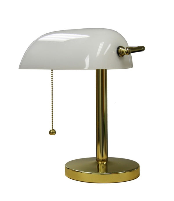 Gold and White Hooded Table Lamp