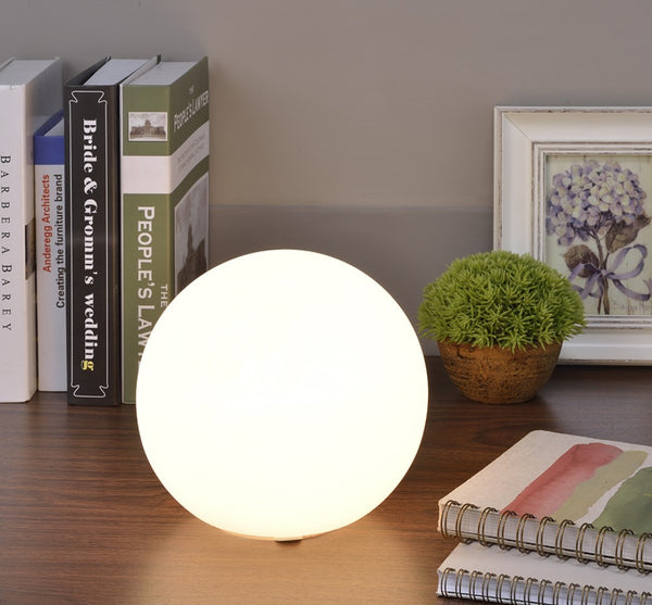 XL White Glass Globe Table Lamp