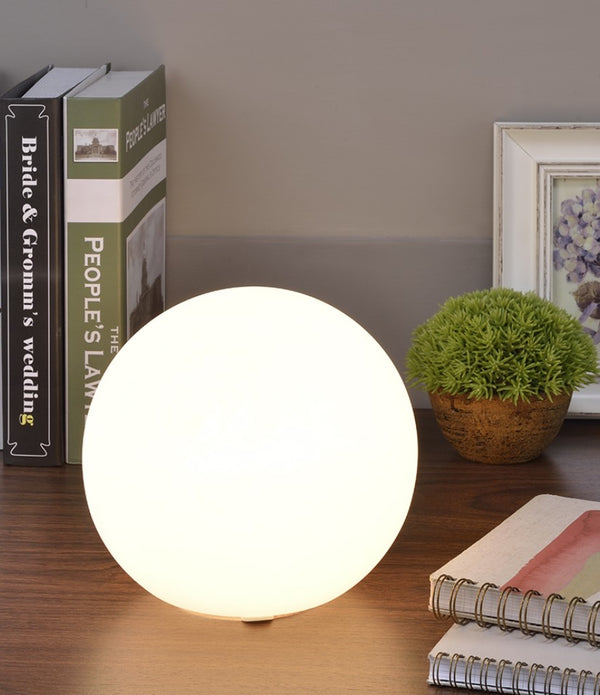 XL White Glass Globe Table Lamp