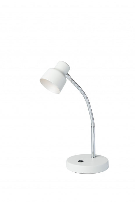 White and Silver Metal Gooseneck Desk Lamp