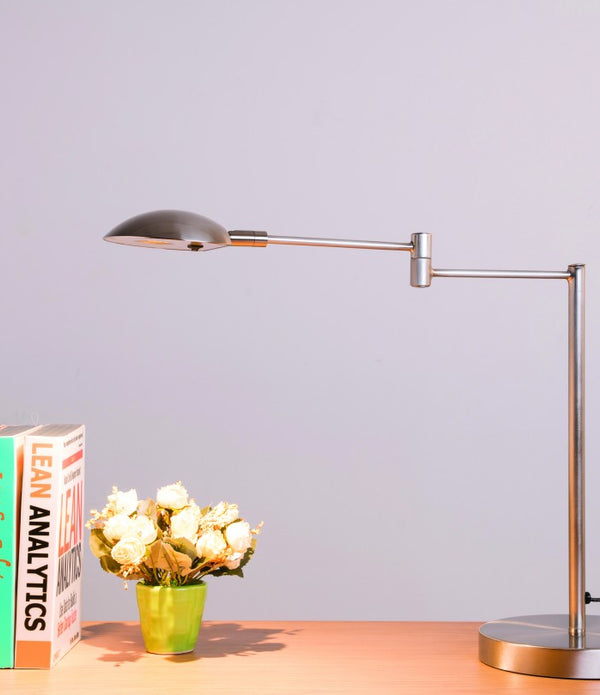 Minimalist Silver Metal Swing Arm Desk Lamp