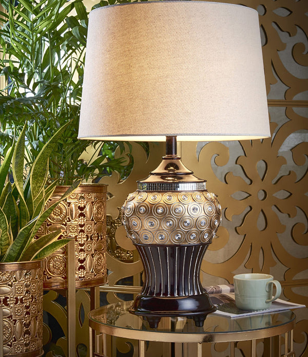 Glitzy Gold Bejeweled Table Lamp