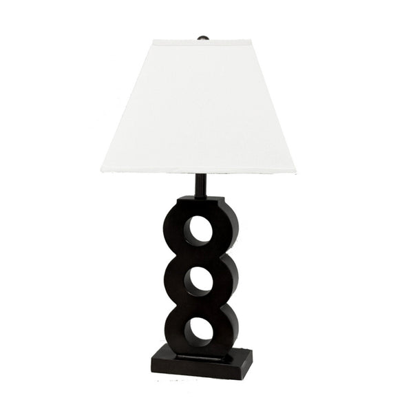 Geometric Wooden Table Lamp with White Shade