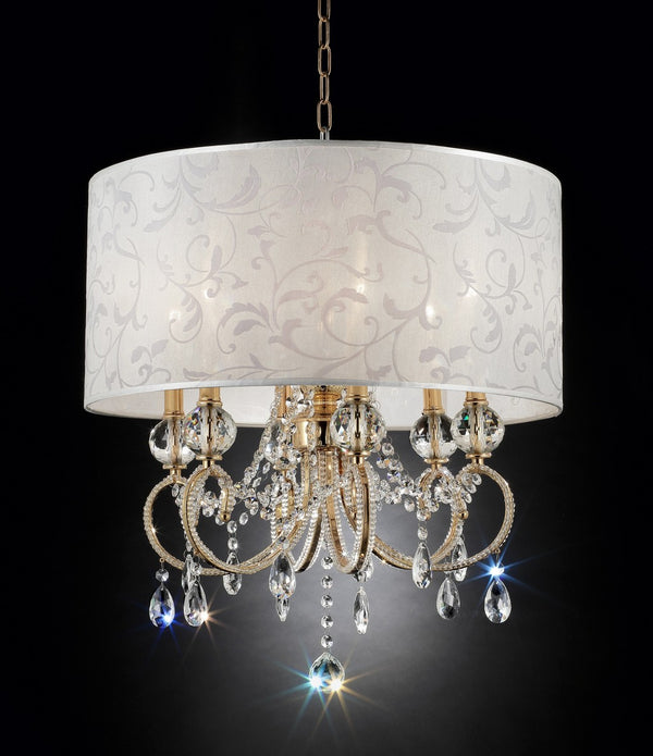 Stunning Brass Gold Finish Ceiling Lamp with Crystal Accents