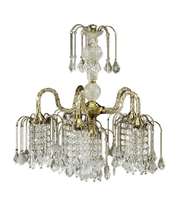 Two Tier Crystal and Brass Hanging Chandelier Light