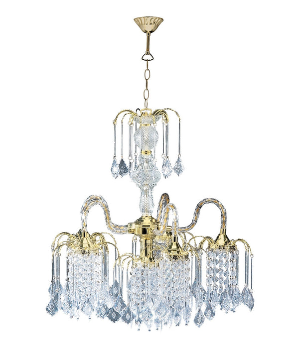 Two Tier Crystal and Gold Hanging Chandelier Light