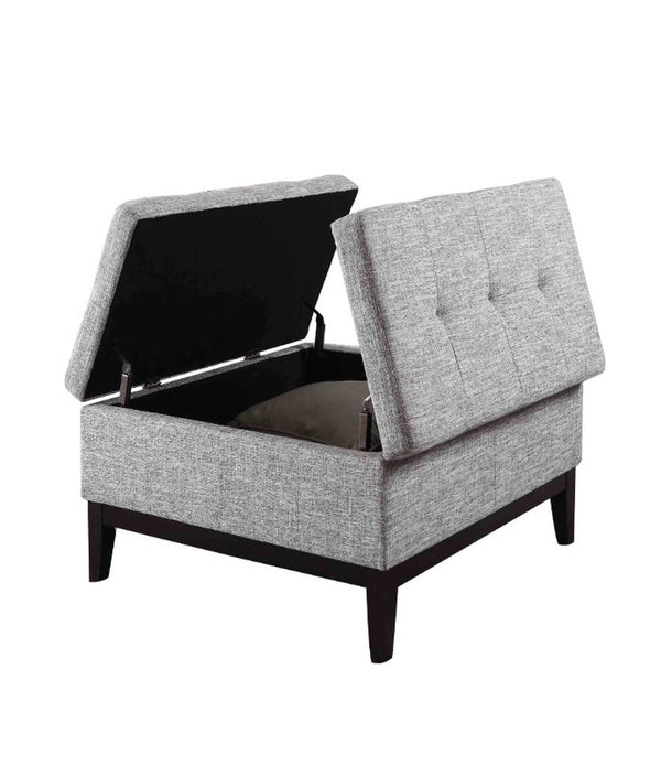 36' Heathered Gray and Black Ottoman with Hidden Storage