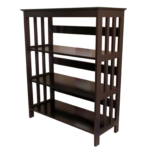 Dark Espresso Mission Style Three Shelf Bookcase