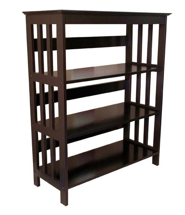 Dark Espresso Mission Style Three Shelf Bookcase