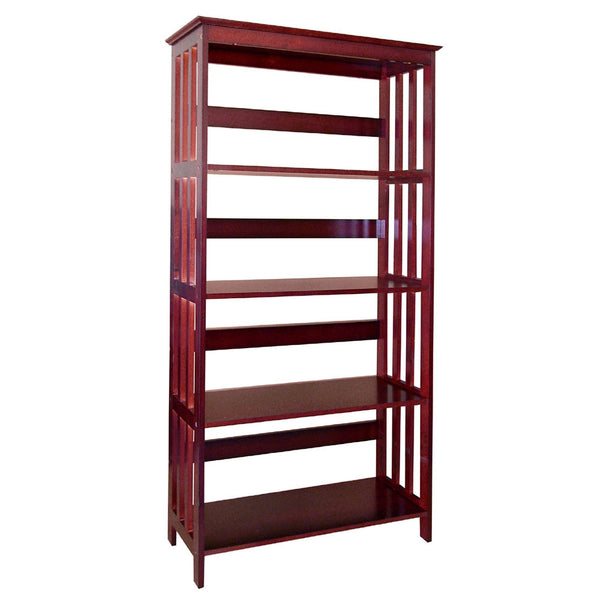 Dark Cherry Mission Style Four Shelf Tower Bookcase