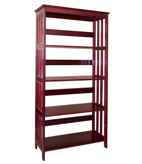 Dark Cherry Mission Style Four Shelf Tower Bookcase