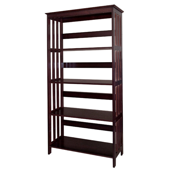 Dark Espresso Mission Style Four Shelf Tower Bookcase