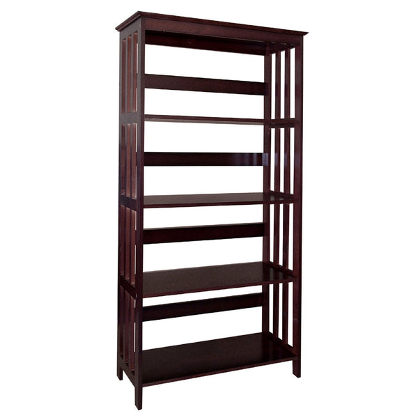 Dark Espresso Mission Style Four Shelf Tower Bookcase