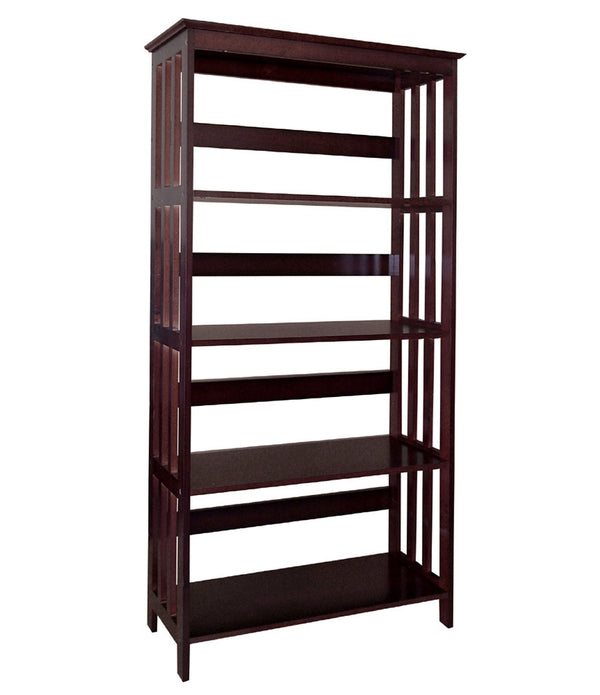 Dark Espresso Mission Style Four Shelf Tower Bookcase