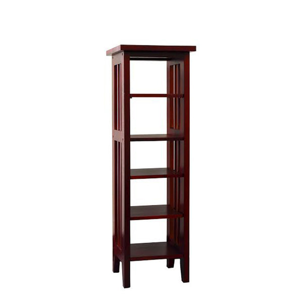 Dark Cherry Mission Style Five Shelf Tower Bookcase