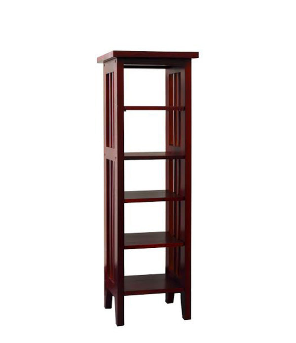 Dark Cherry Mission Style Five Shelf Tower Bookcase