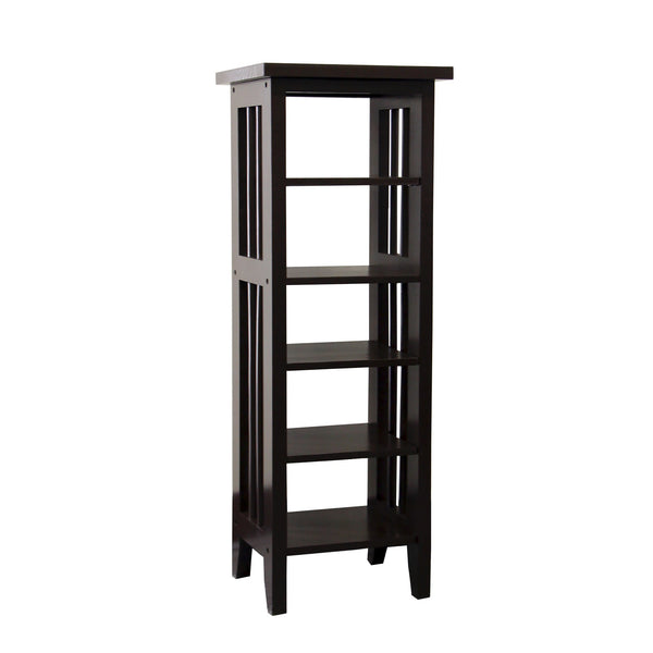 Dark Espresso Mission Style Five Shelf Tower Bookcase