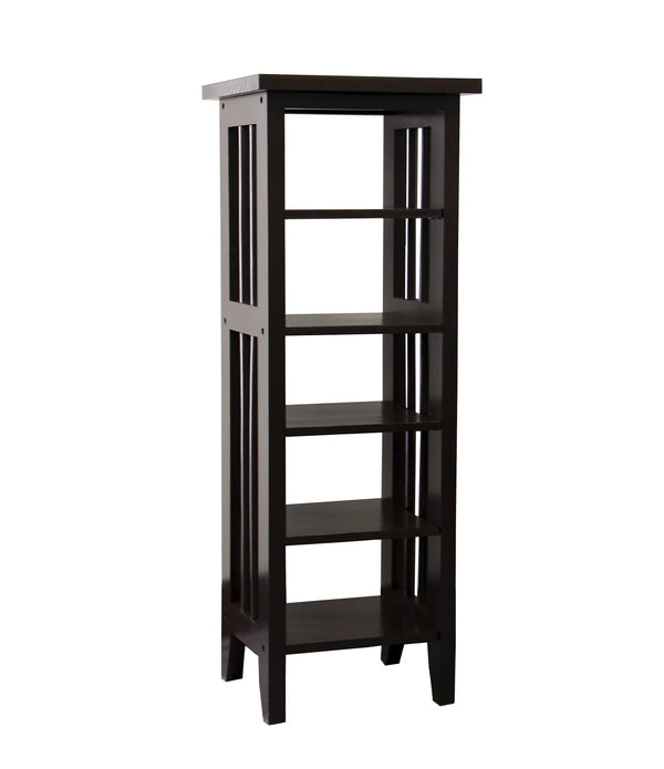 Dark Espresso Mission Style Five Shelf Tower Bookcase