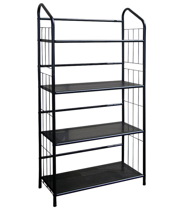 Black Four Shelf Metal Standing Book Shelf