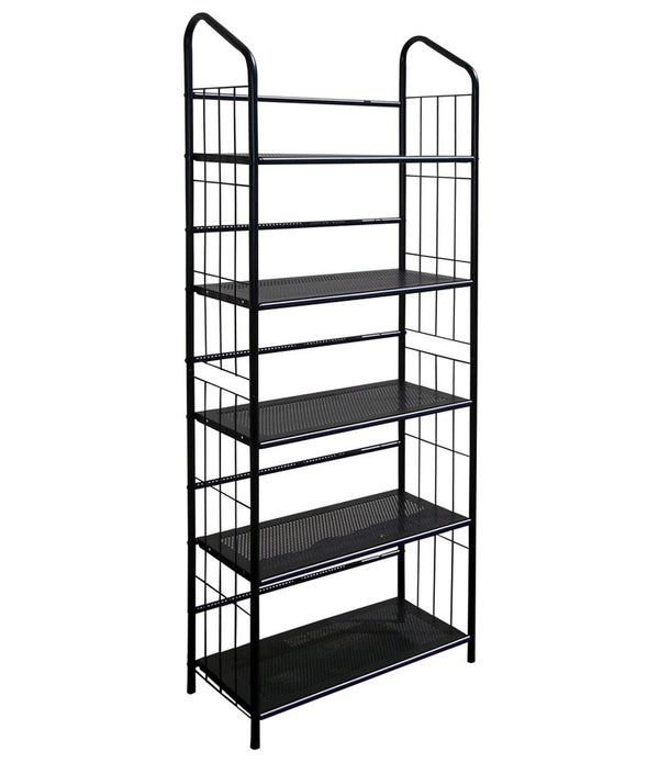 Black Five Shelf Metal Standing Book Shelf