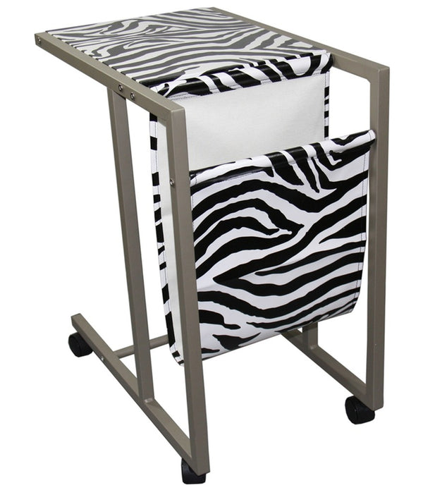 Modern Zebra Print Metal Laptop Cart And Desk