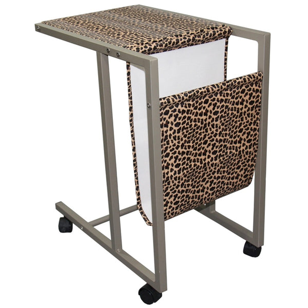 Modern Leopard Print Metal Laptop Cart and Desk