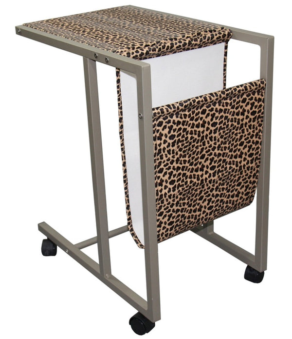 Modern Leopard Print Metal Laptop Cart and Desk