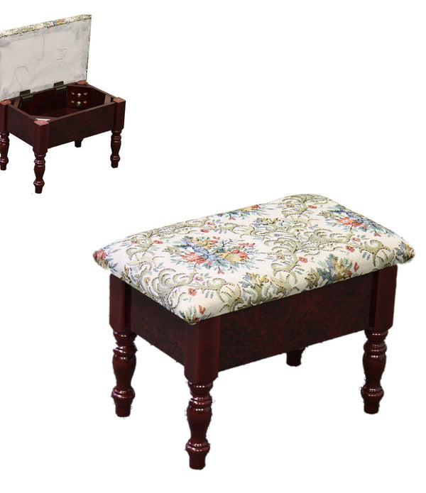 Oak Traditional Tapesty Foot Stool with Storage