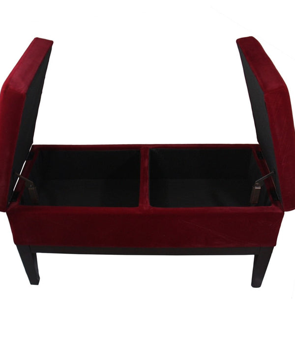 Lux Red Tufted Faux Crystal Dual Lift Storage Bench