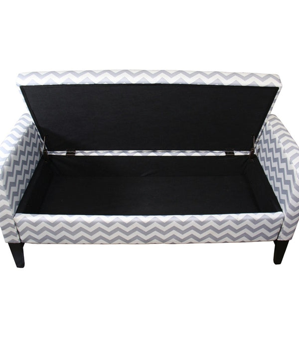 Modern Gray and White Chevron Print Storage Bench