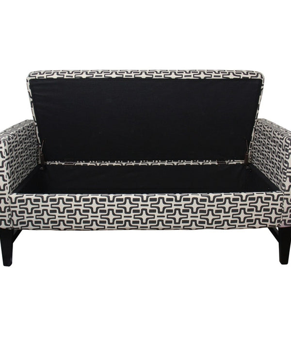 Modern Dark Brown and White Retro Star Print Storage Bench