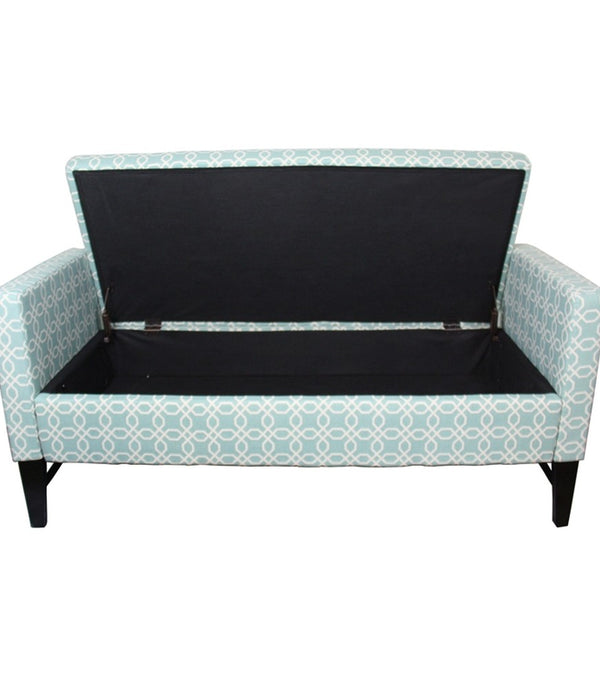 Modern Aqua Teal Geometric Print Storage Bench