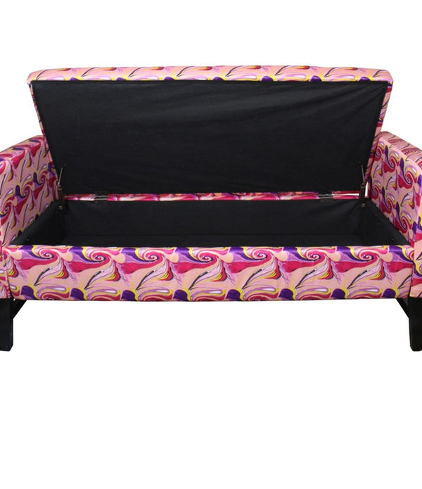 Modern Hot Pink and Purple Abstract Print Storage Bench